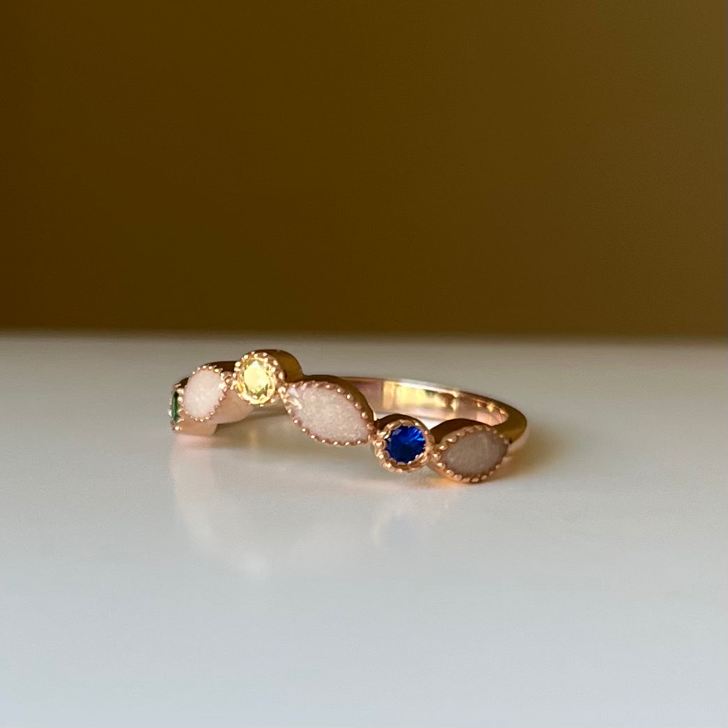 The Custom V Birthstone Stacking Band | Breastmilk Ring