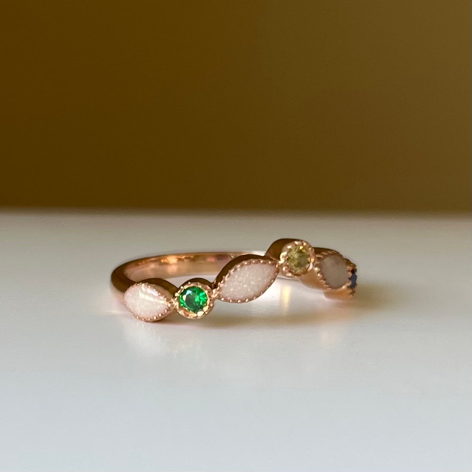 The Custom V Birthstone Stacking Band | Breastmilk Ring