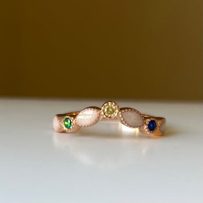 The Custom V Birthstone Stacking Band | Breastmilk Ring