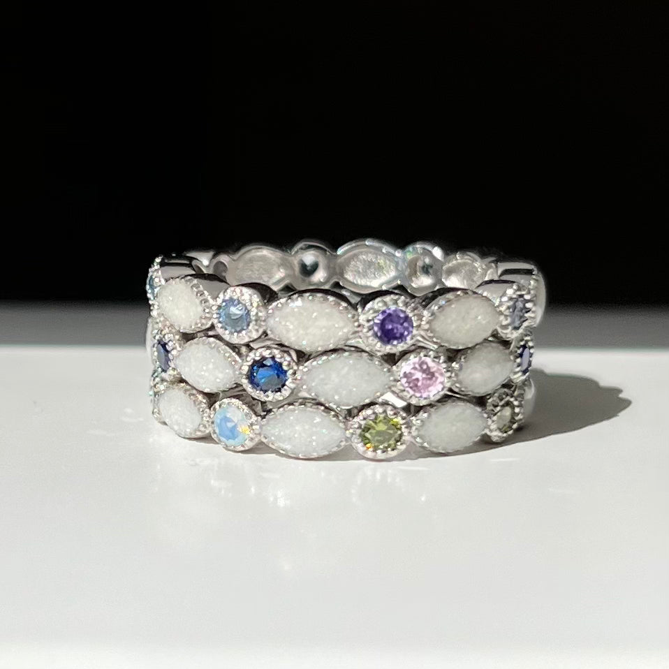 Custom Full of Love Birthstone Band | Breastmilk Ring