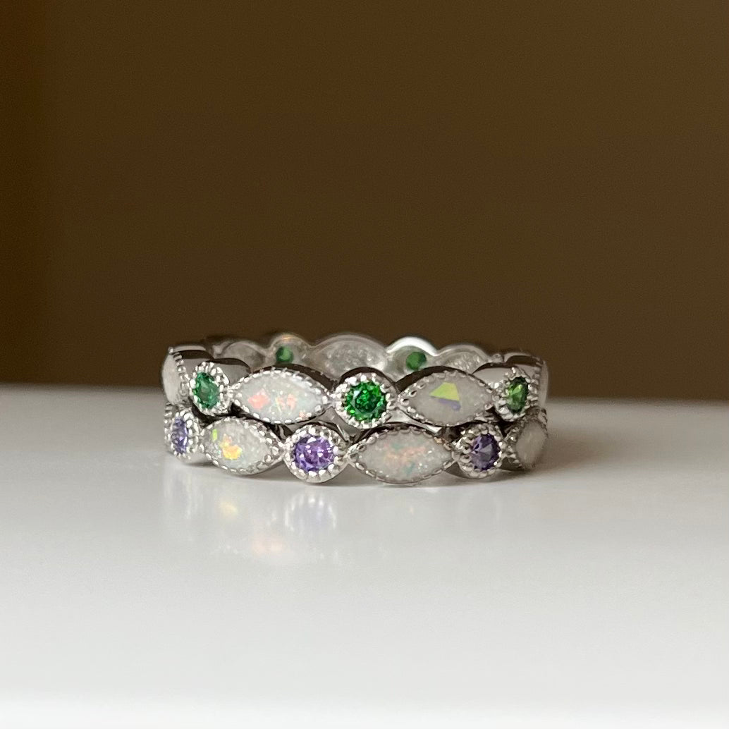 Custom Full of Love Birthstone Band | Breastmilk Ring