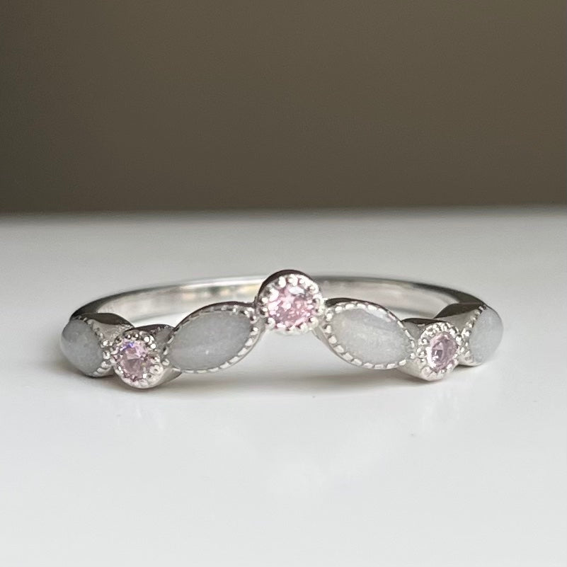 The V Birthstone Stacking Band | Breastmilk Ring